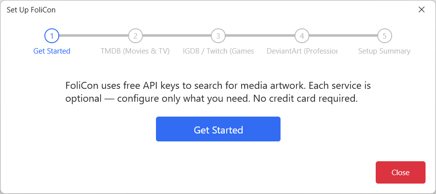 API Keys Wizard window API Keys Wizard window