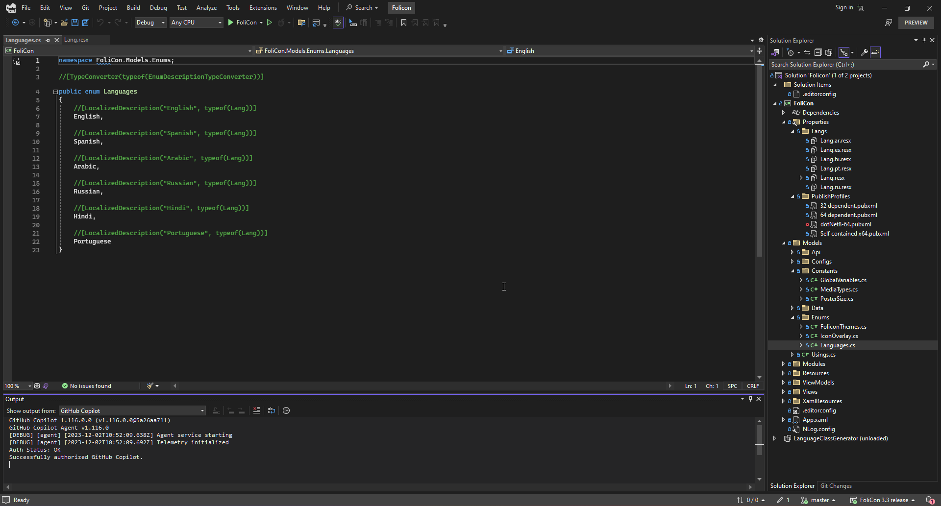 Languages enum file
